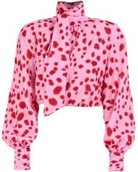 ROWEN ROSE - Bow Neck Dalmatian-Pattern Blouse - Lyst