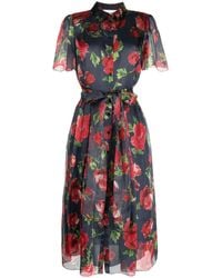 Carolina Herrera - フローラル ベルテッド シャツドレス - Lyst