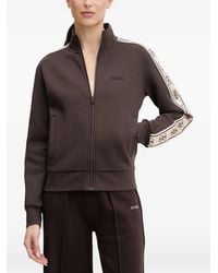 Guess - Logo-Tape Zip-Up Sweater - Lyst