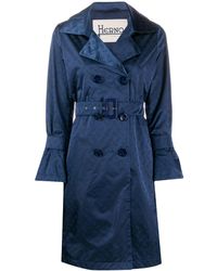 Herno Trench en satin à motif monogrammé - Bleu