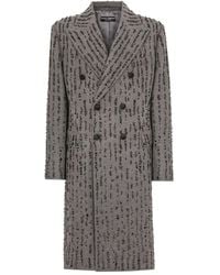 Dolce & Gabbana - Zweireihiger Mantel Aus Wollstoff Mit Stickerei - Lyst