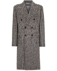 Dolce & Gabbana - Abrigo De Botonadura Doble De Paño Bordado Con Efecto Rayas Diplomáticas - Lyst