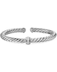 David Yurman - Bracelet Cable Flex Center Station En Sterling Serti De Diamants - Lyst