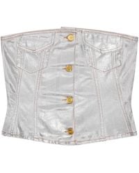 Ganni - Organic Cotton Denim Corset - Lyst