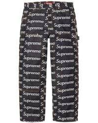 Supreme - Jeans Met Logo-Jacquard En Dubbele Knie - Lyst
