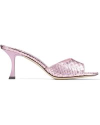 Jimmy Choo - Val 70mm Snakeskin-effect Leather Mules - Lyst