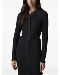 Gaelle Paris - Ribbed-Knit Collared Polo Shirt - Lyst