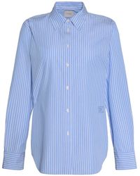 Calvin Klein - Light Vertical Striped Poplin Shirt With Classic Collar - Lyst