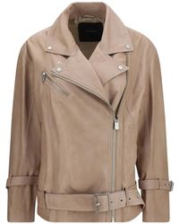 Pinko - Candy Belted Leather Jacket - Lyst