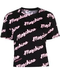 Moschino - T-shirt Met Logoprint Van Stretchkatoen - Lyst