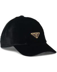 Prada - Triangle-logo Velvet Baseball Cap - Lyst