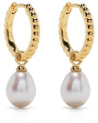 Dower & Hall - Timeless Oval Pearl Hoops - Lyst