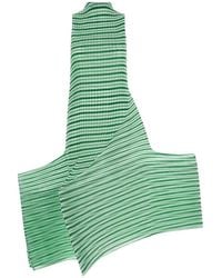 Issey Miyake - Striped Pleated Mini Dress - Lyst