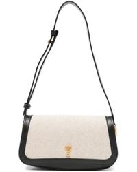 Ami Paris - Paris Blanc Noir Leather Cotton Shoulder Bag - Lyst