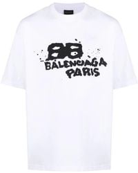 Balenciaga - Dirty Bb Icon Logo Stretch Cotton Graphic Tee - Lyst