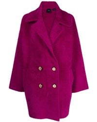 Pinko - Doppelreihiger Mantel aus Faux Fur - Lyst