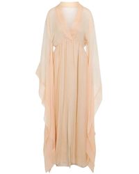 Alberta Ferretti - Draped-Sleeve Gathered Dress - Lyst