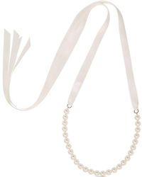 Jennifer Behr - Pearl-embellished Ribbon Tie Necklace - Lyst