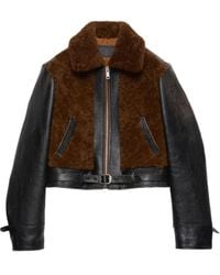 Prada - Veste En Cuir À Empiècements Lainés - Lyst