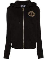 Versace Jeans Couture - Hoodie Zippé À Logo Brodé - Lyst