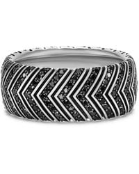 David Yurman - Chevron Sterlingsilberring Mit Diamanten - Lyst