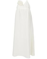 Emporio Armani - Vestido largo con logo bordado - Lyst