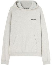 Palm Angels - Grey Hoodie With Logo Embroidery - Lyst
