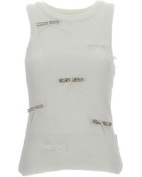 Des Phemmes - Bow Embellishment Ribbed Top - Lyst