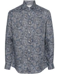 Brunello Cucinelli - Linnen Overhemd Met Paisley-print - Lyst