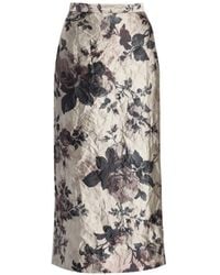 Erdem - Floral-Print Crinkled Midi Skirt - Lyst