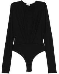 ANDAMANE - Zelda Plunging Long-Sleeve Bodysuit - Lyst