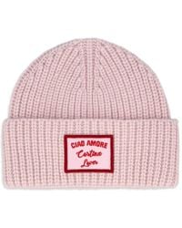 Giada Benincasa - Gerippte Beanie mit Logo-Patch - Lyst