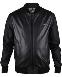 Philipp Plein - Logo-Plaque Leather Bomber Jacket - Lyst