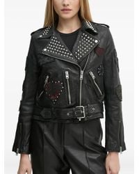 AllSaints - スタッズ レザージャケット - Lyst