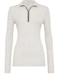 Brunello Cucinelli - Maglione Con Mezza Zip - Lyst