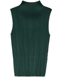 Pleats Please Issey Miyake - High Neck Pleated Tank Top - Lyst