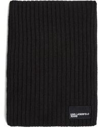 Karl Lagerfeld - Ribbed Logo-Patch Scarf - Lyst