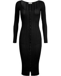 Elisabetta Franchi - Ribbed-Knit Button-Front Midi Day Dress - Lyst