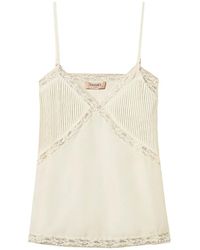 Twinset - Crêpe De Chine And Lace Top - Lyst