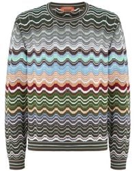 Missoni - Crew-Neck Cotton Chevron Sweater With Greek Motif - Lyst