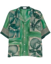 Versace - Chemise En Soie À Imprimé Greca - Lyst