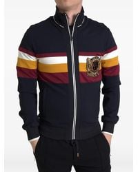Dolce & Gabbana - Embroidered-Crest Striped Sweater - Lyst