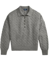 Polo Ralph Lauren - Wool-Cashmere Rib-Knit Polo Sweater With Five-Button Placket, Ribbed Cuffs & Hem - Lyst
