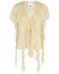 Erika Cavallini Semi Couture - Lia Ruffled Tie Blouse - Lyst