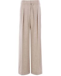 Brunello Cucinelli - Plissierte Hose mit Gürtel - Lyst