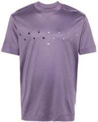 Emporio Armani - Logo-embroidered Lyocell Blend T-shirt - Lyst