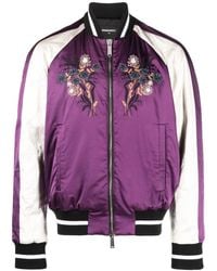 DSquared² - Floral-embroidered Bomber Jacket - Lyst