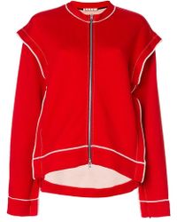 Marni Maglione con zip e cuciture overlock - Rosso