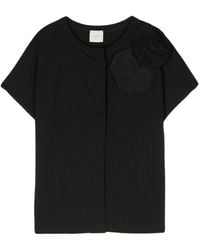 Alysi - Floral-appliqué Cotton T-shirt - Lyst