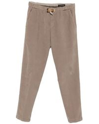 White Sand - Belted Corduroy Tapered Trousers - Lyst